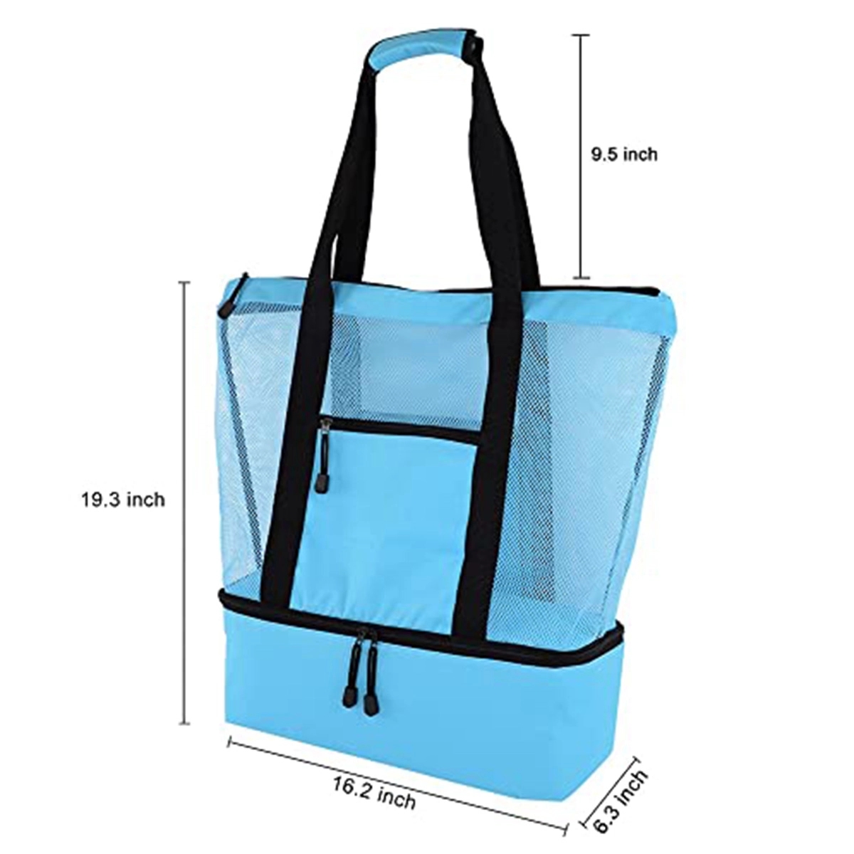 3-in-1 Mesh Beach Tote Bag with Insulated Picnic Cooler 7