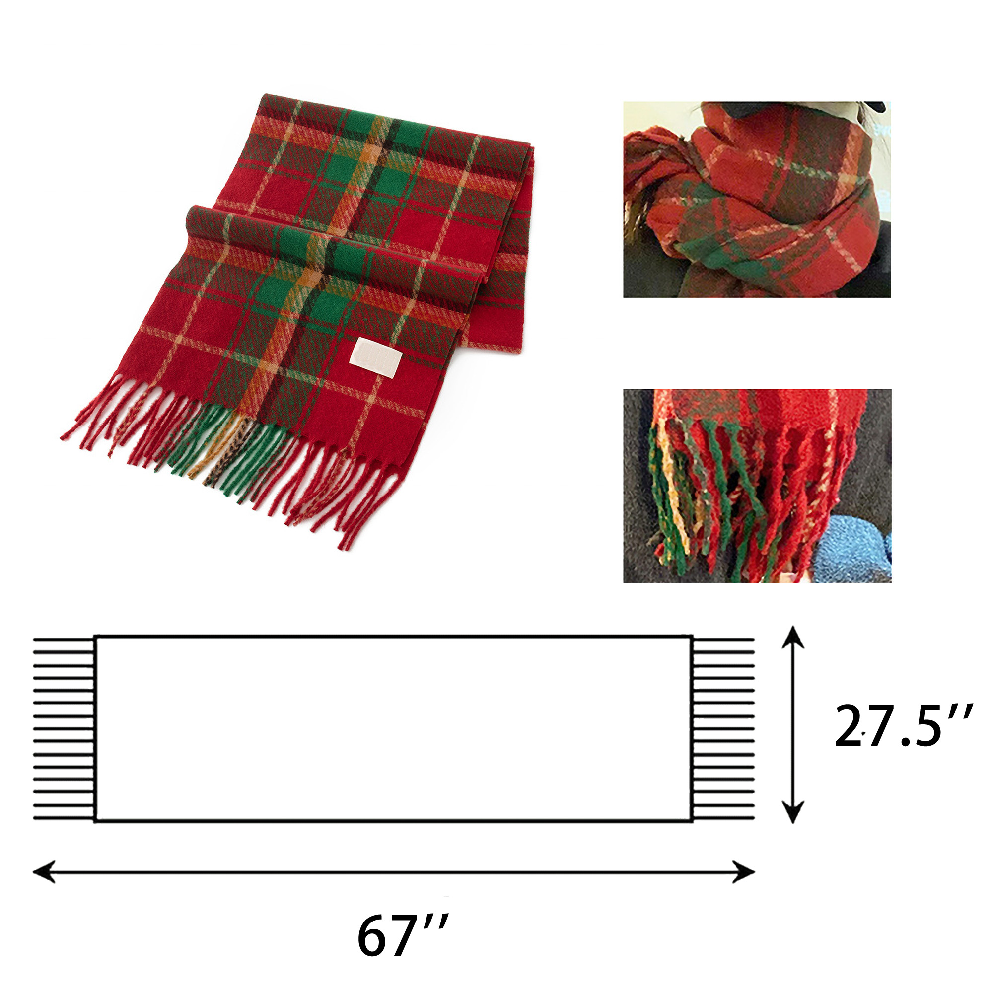 Plaid Plush Feel Scarf Versatile Fashion Accessory Christmas 1