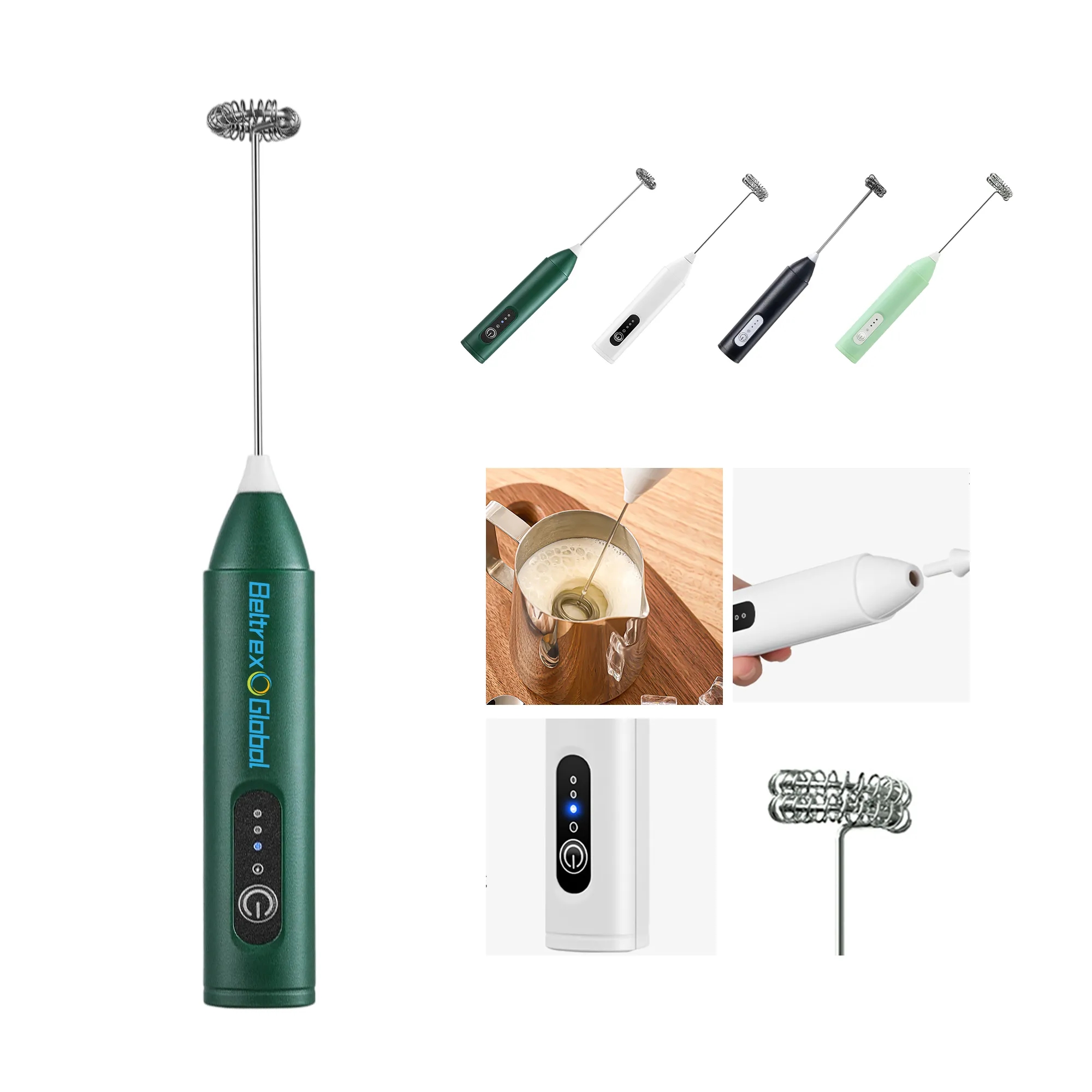 Wireless Electric Milk Frother with Dual-Spring Whisk 5