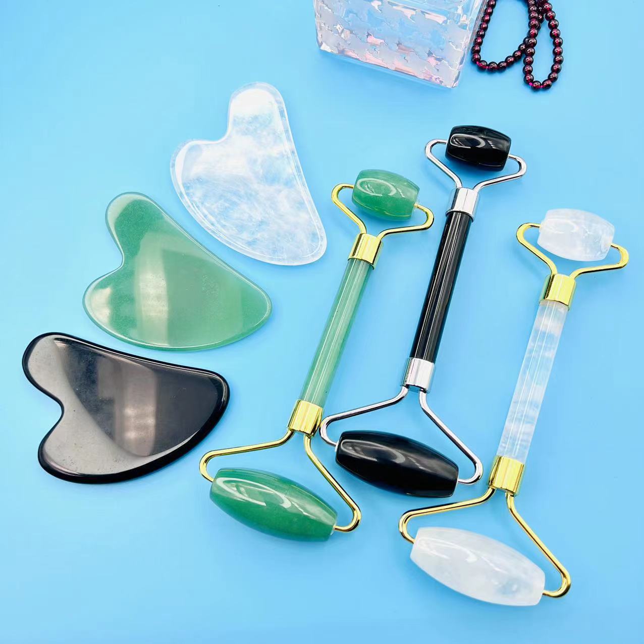 Jade Roller and Gua Sha Facial Tool Set 2