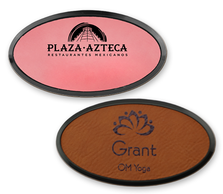 Leather Oval Framed Badge 1.5" x 3" 11