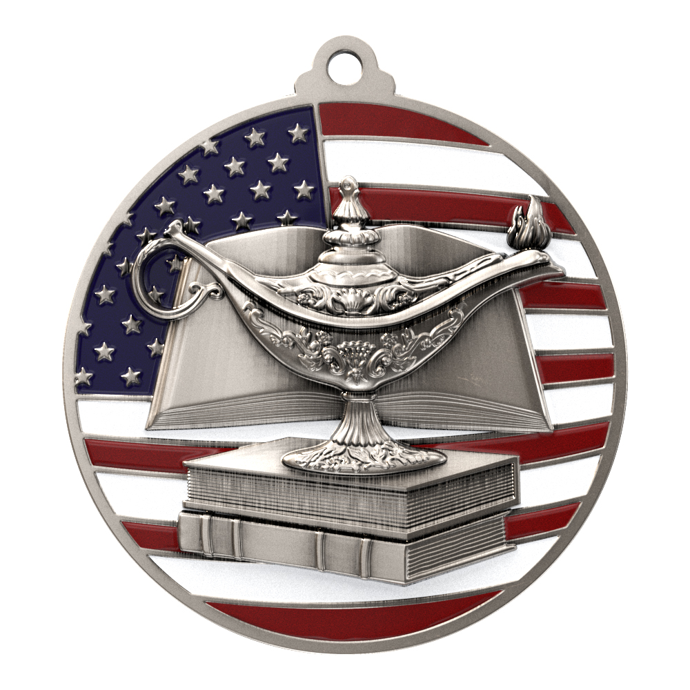Book & Lamp Patriotic Medallion (2-3/4") 9