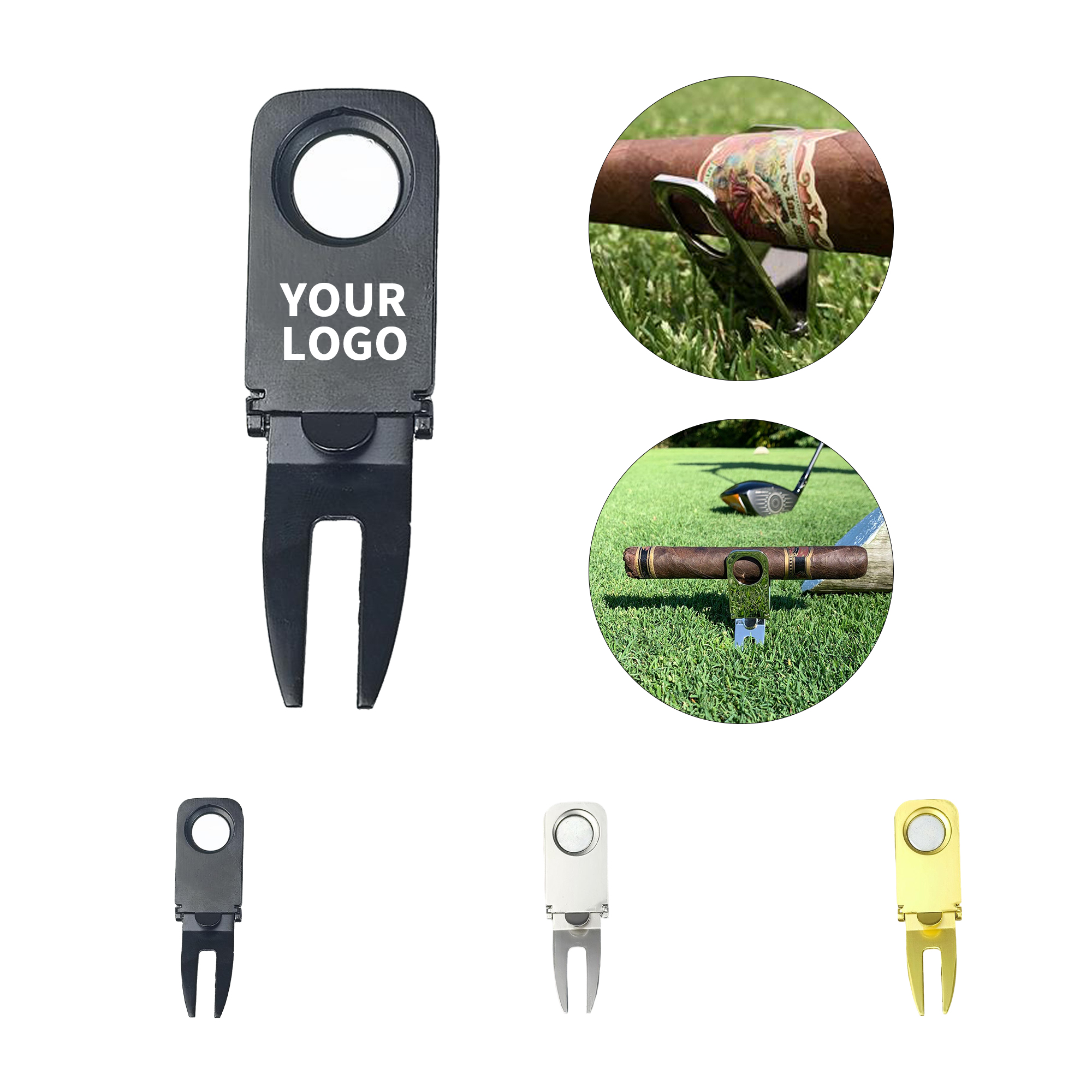 Golf Divot Tool With Cigar Holder Magnet 1