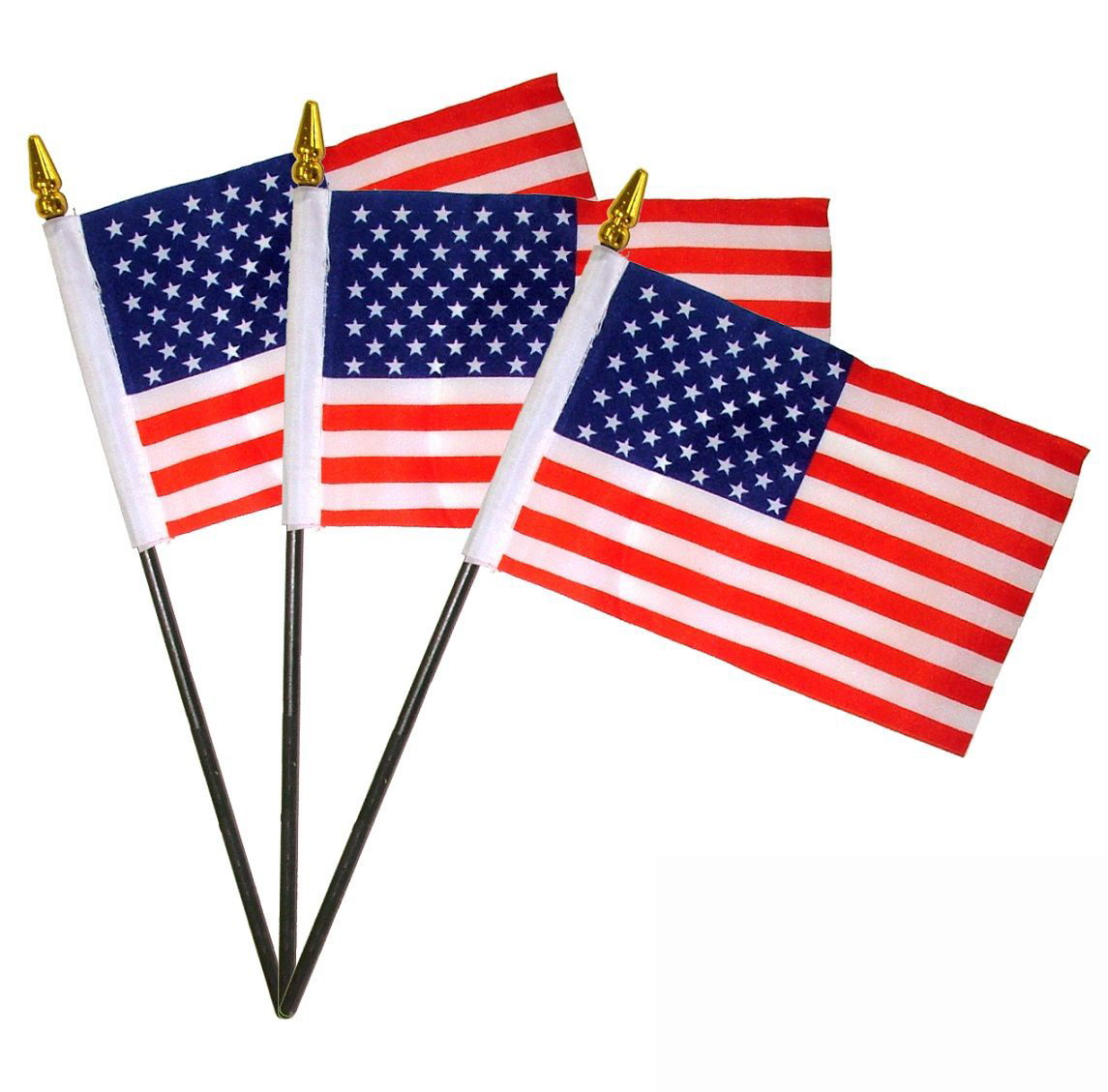 4"x6" USA Flag With Black 10" Pole - USA American US Flag 2