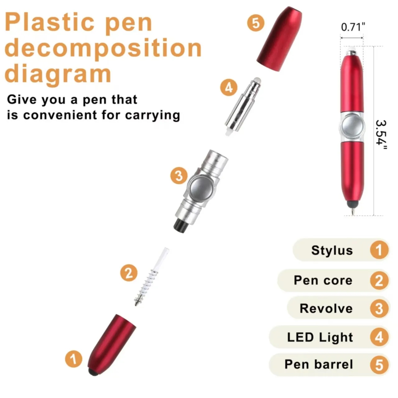 Fidget Spinner Ballpoint Pen, Multi-Color, Stress Relief 2