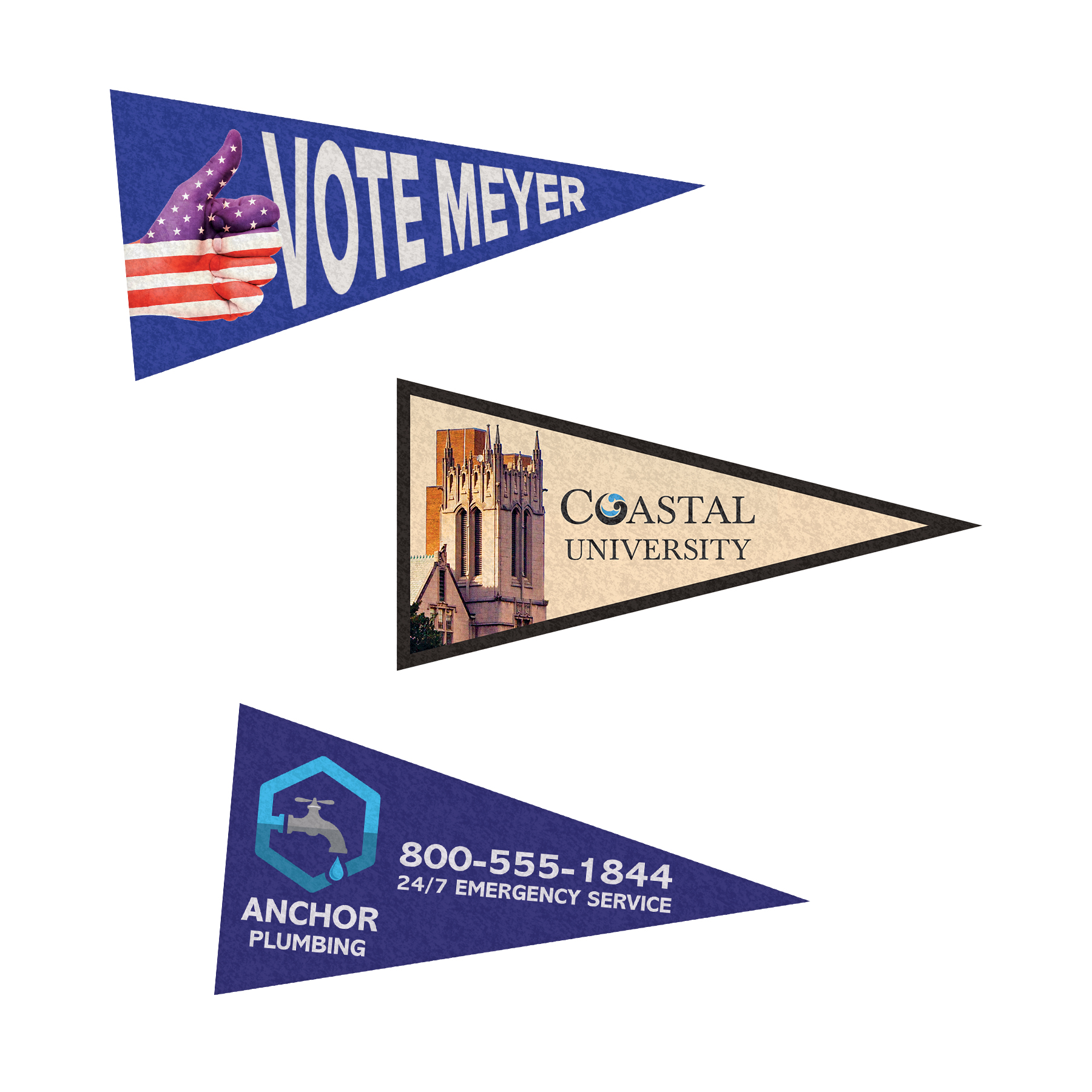 2.25" x 4.5" Custom Printed Mini Magnetic Felt Pennant 6