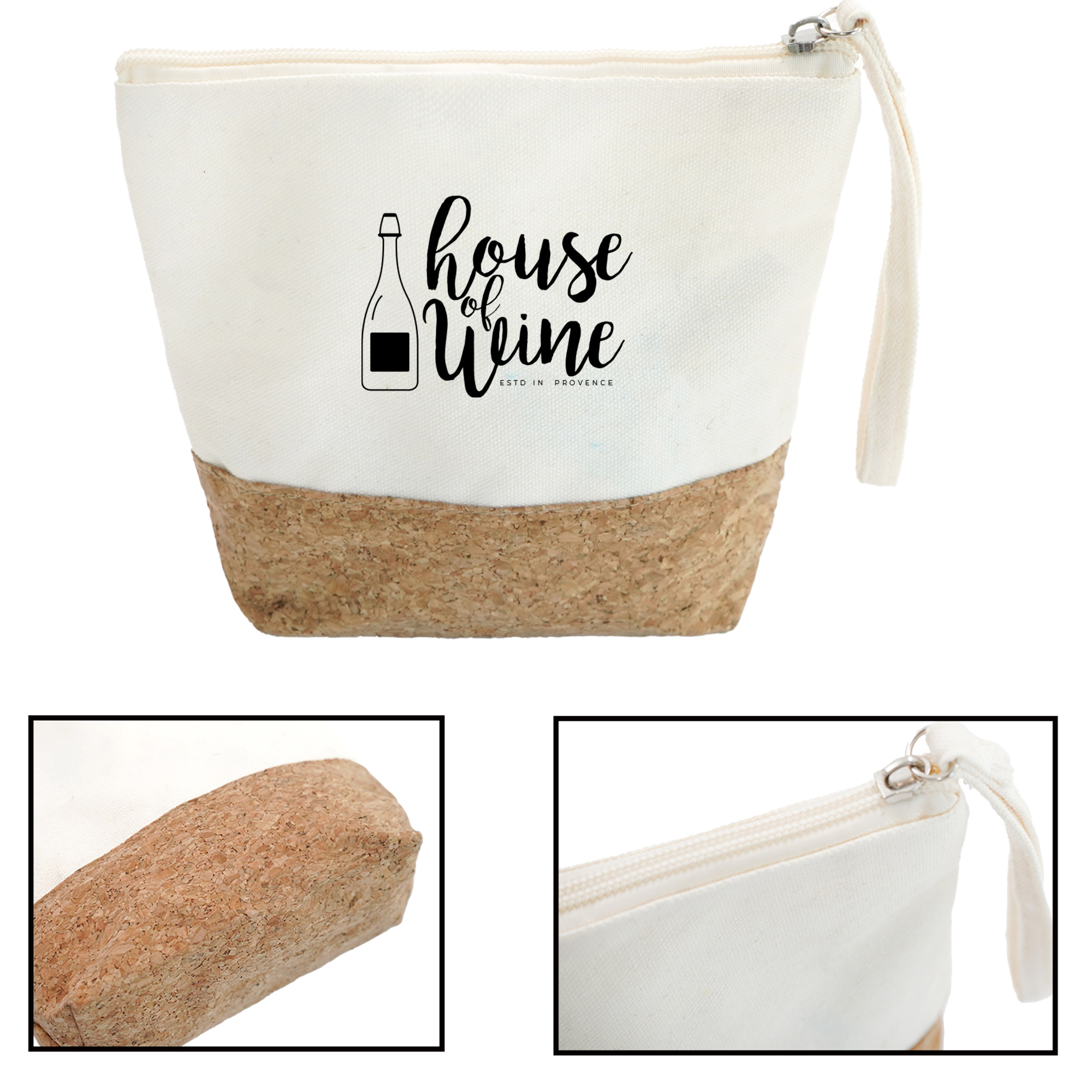 Eco-friendly Canvas Cork Cosmetic Bag Zipper Pouch 3