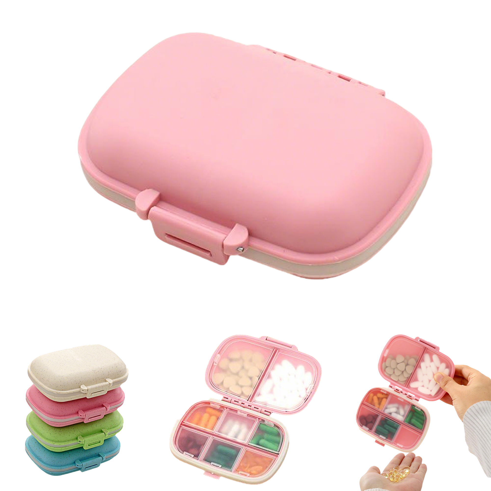 8 Compartments Portable Pill Organizer 2