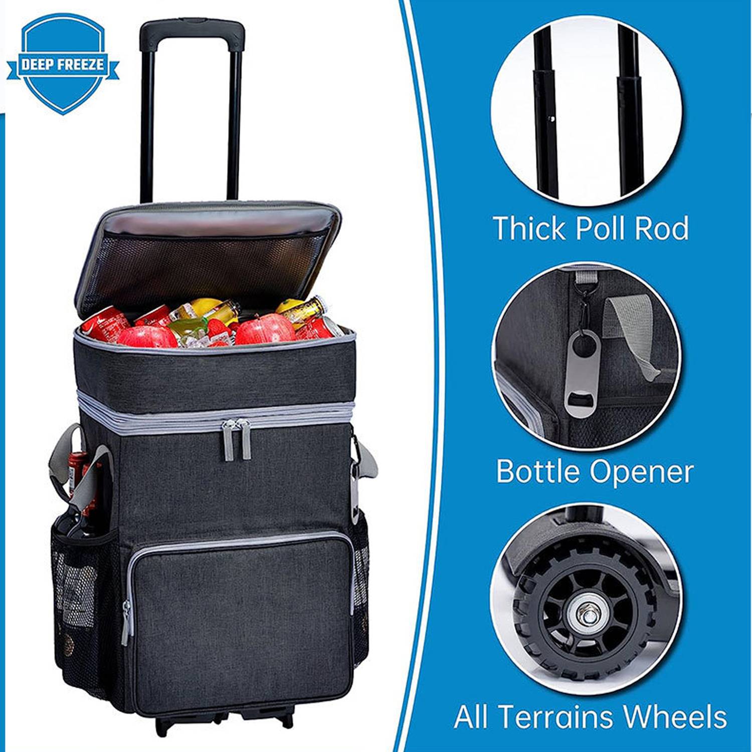 34L Insulated Leakproof Foldable Rolling Cooler Bag 5