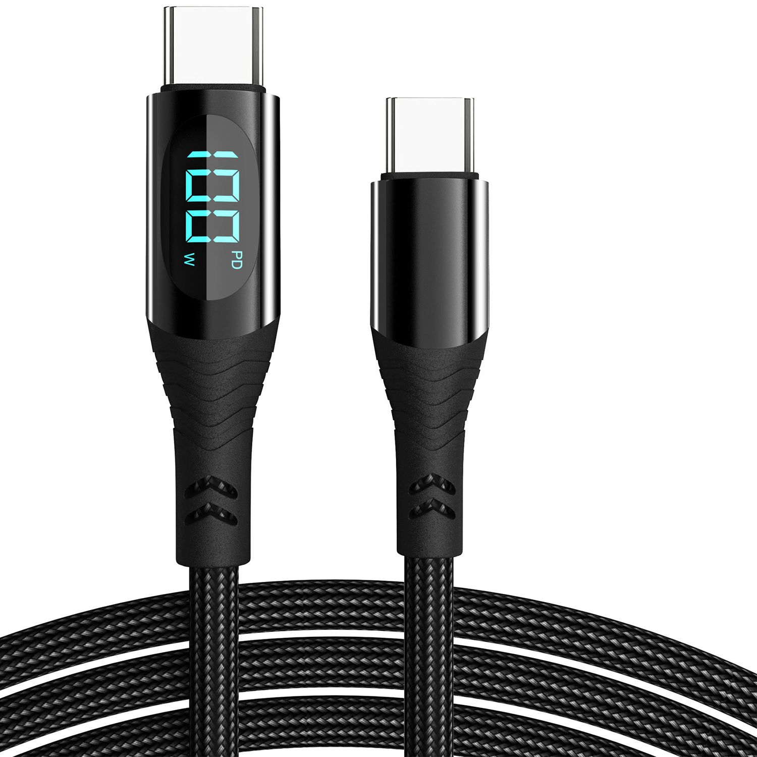 LED Display Fast Charging Cable W/ Nylon Braided 3