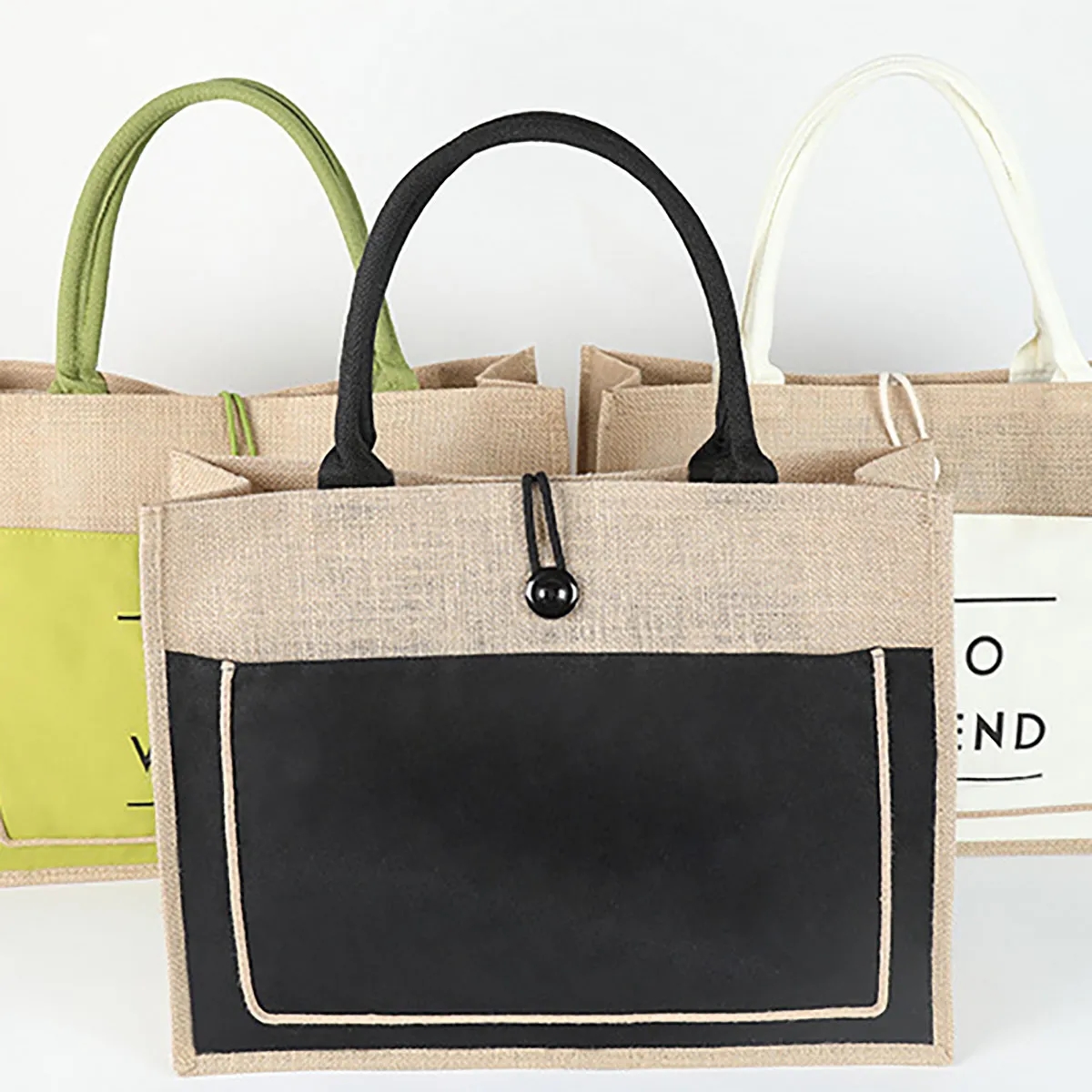 Jute Laminated Purse Gift Shopping Coarse Linen Handbag, custom tote bag with logo imprint 3