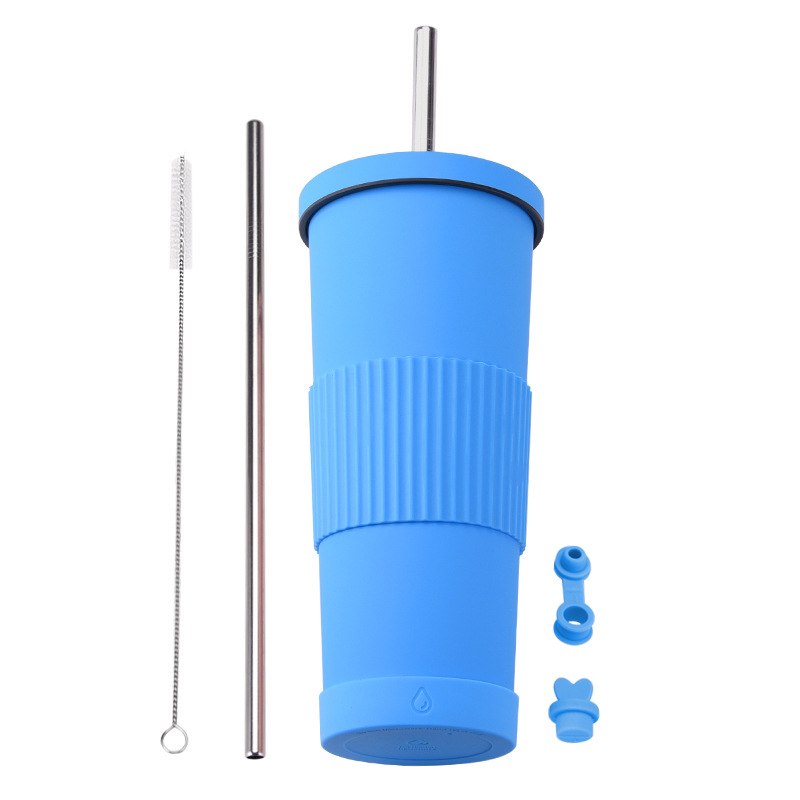 Straw Insulated Tumbler Stainless Steel with Lid 5