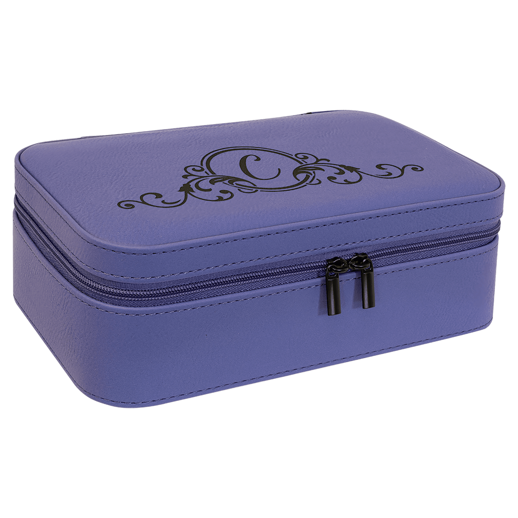 7 1/2" X 4 1/2" Purple Leatherette Jewelry Box 2