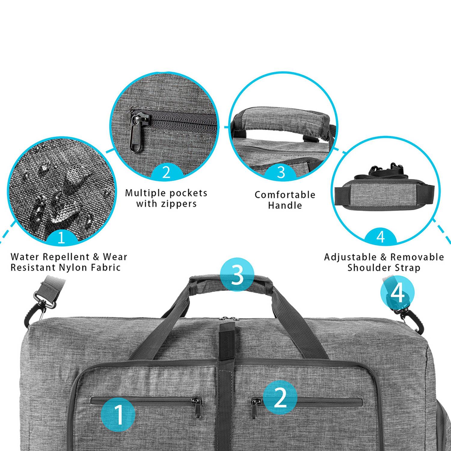 Folding portable travel duffel bag 2