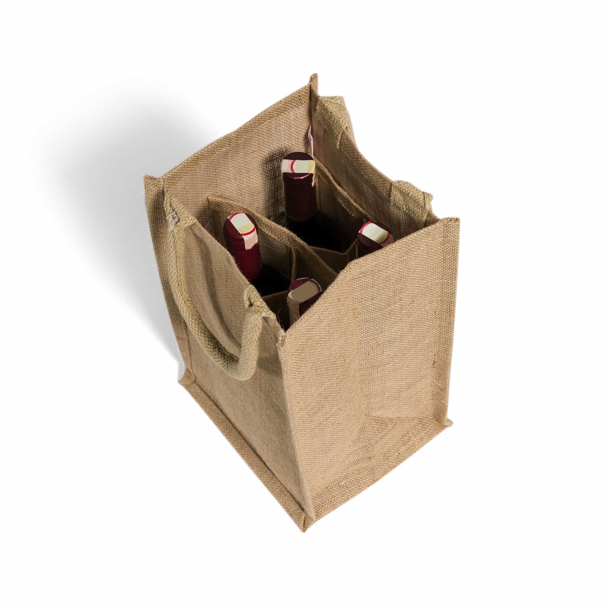 4 Bottle Jute Wine Bag 5