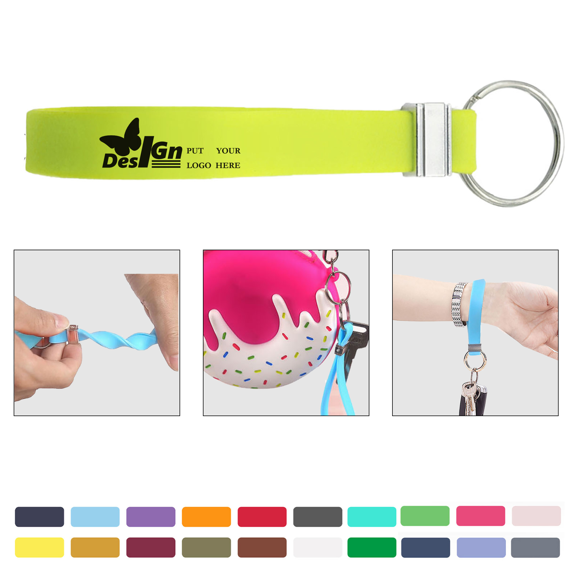 1/2" Sports Silicone Bracelet Keychain 1