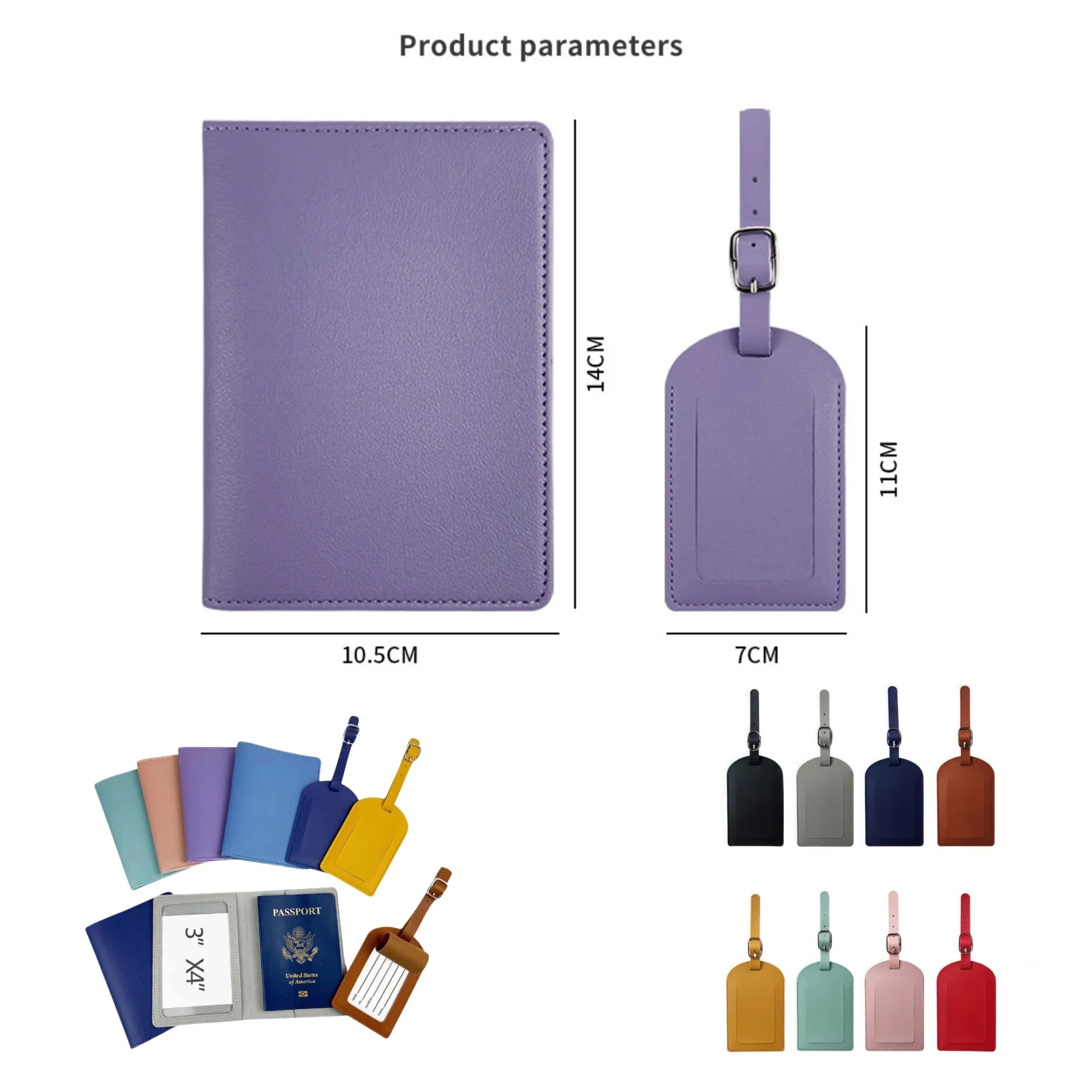 PU Leather Passport Case & Luggage Tag Set 13