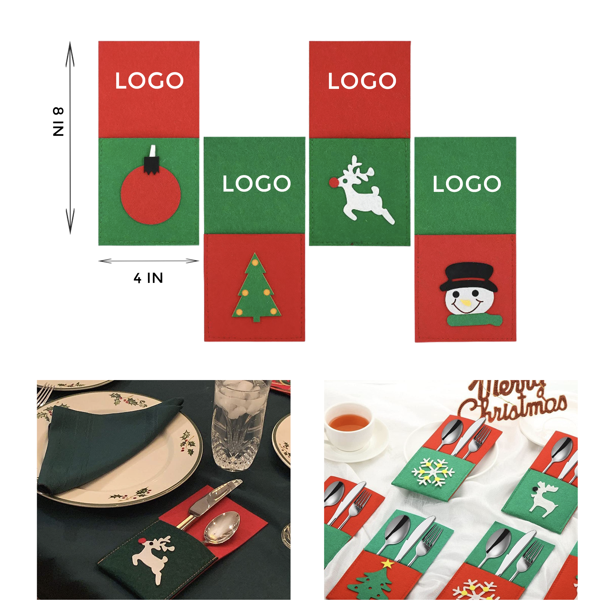 MOQ 10 PCS Stylish Christmas Cutlery Storage Bag 2