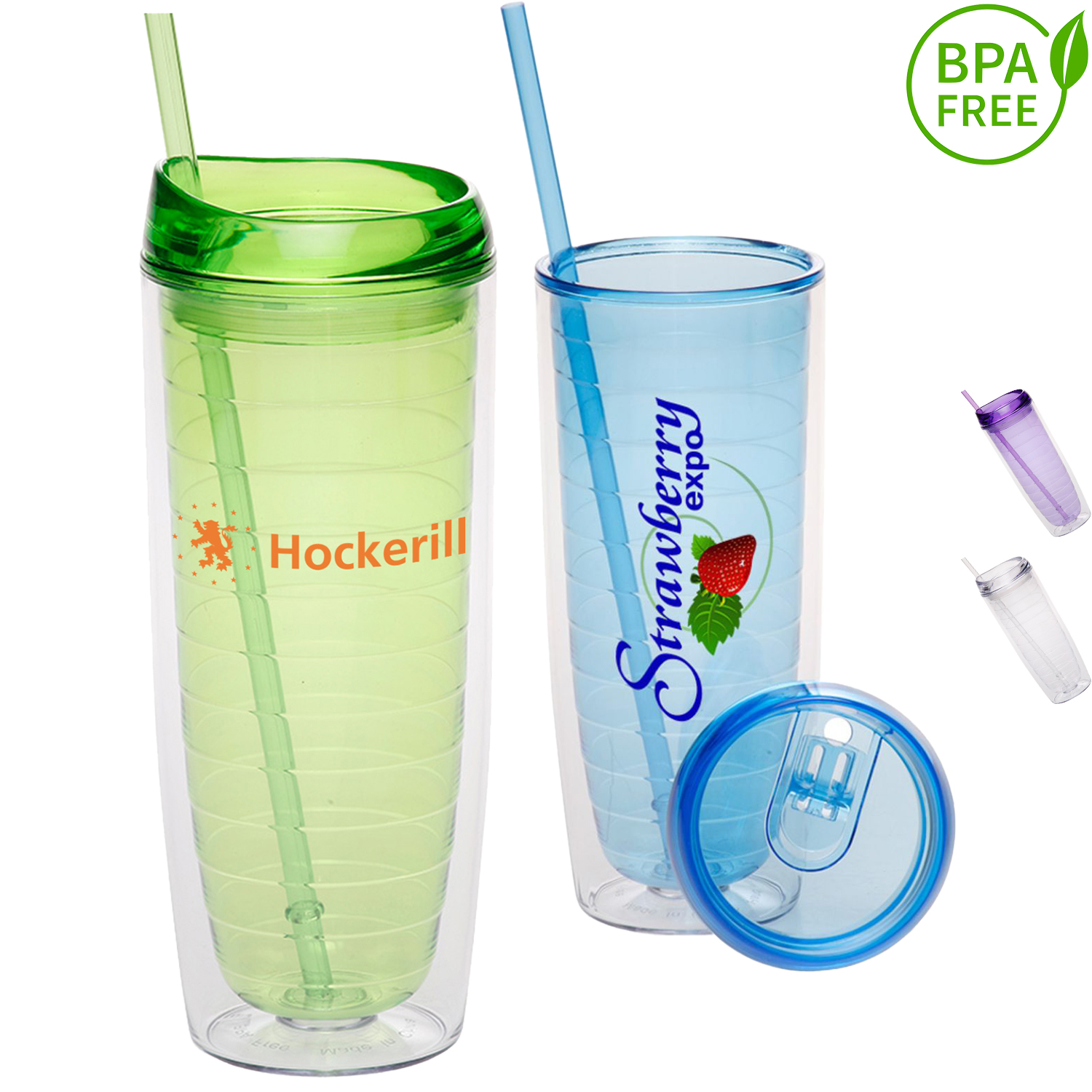 20 oz. BPA free Tall Double Wall Acrylic Tumblers w/ Straw 2
