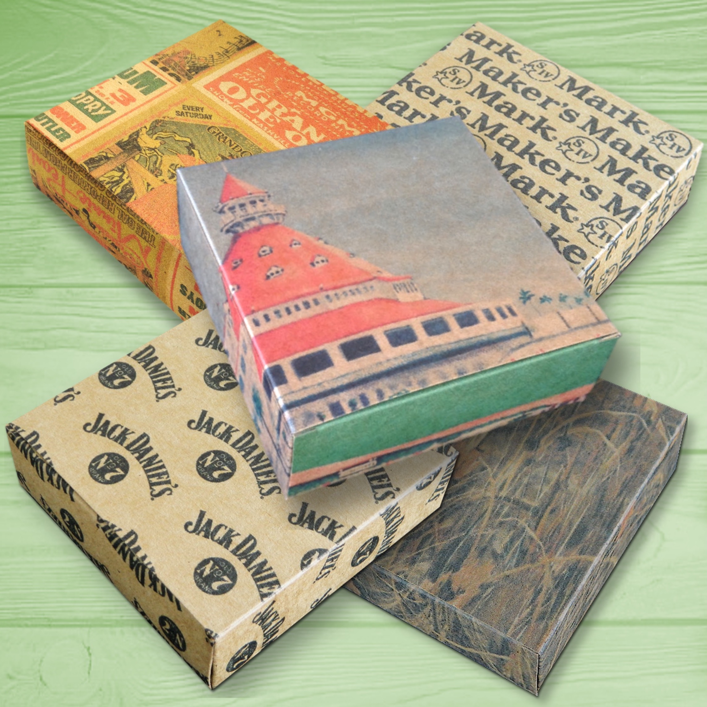 4 Square Absorbent Stone Coasters in a Fully Custom Printed Coaster Box - Full Bleed 2