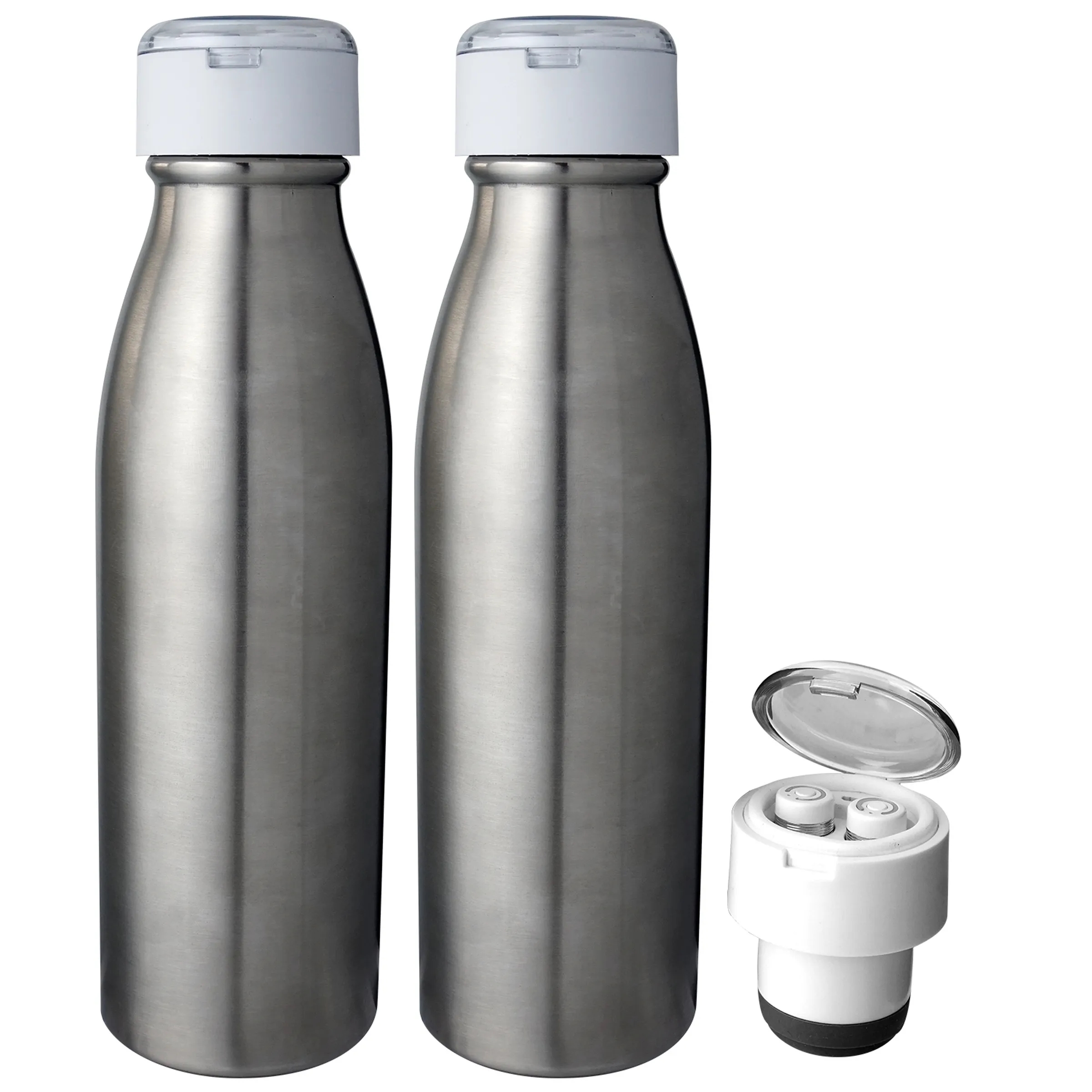 STAINLESS SILHOUETTE BLUETOOTH EAR BUD BOTTLE 4