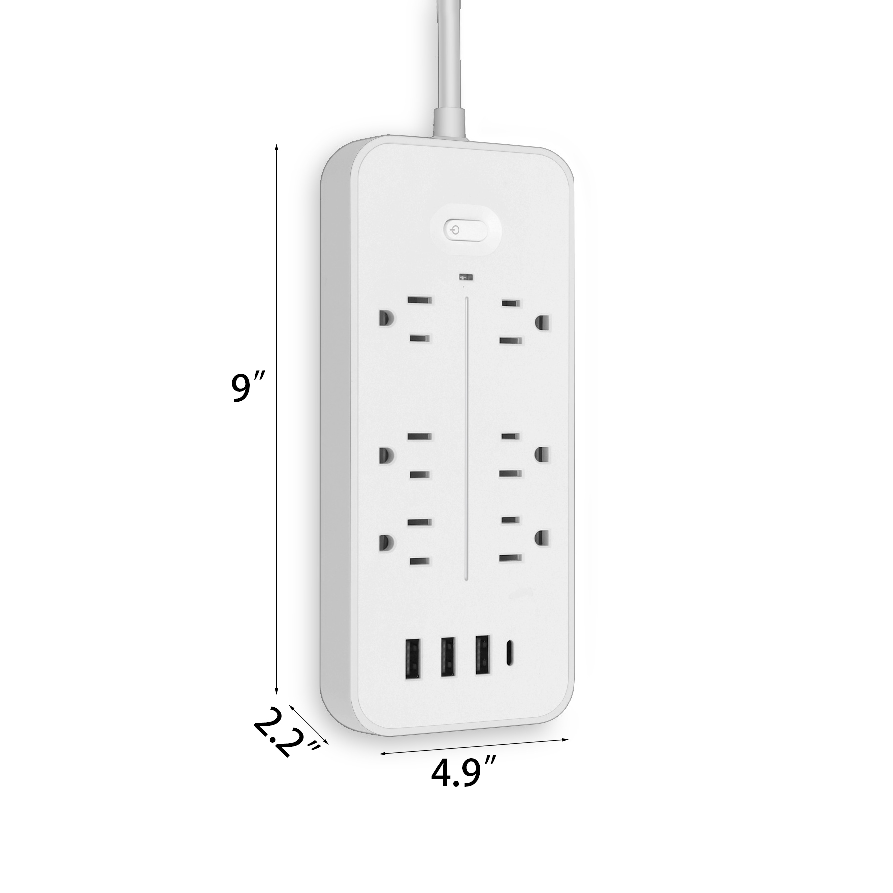 8 Outlets Flat Plug Wall Mounted Power Strip with 3 USB Port 3