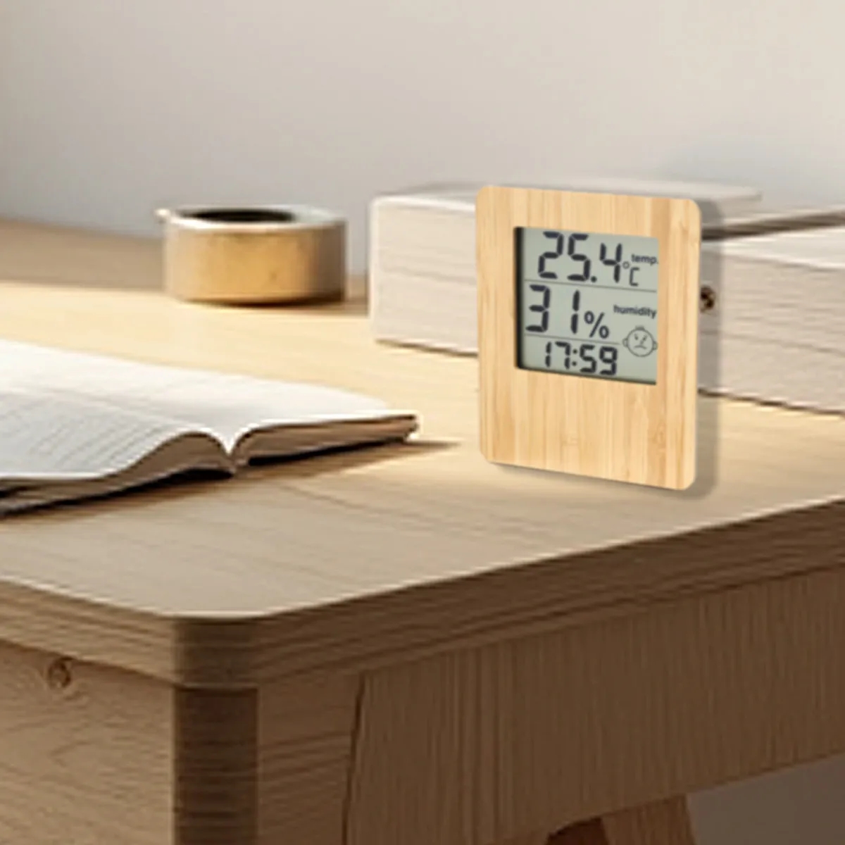 Bamboo Digital Thermometer Hygrometer For Home/Office 5