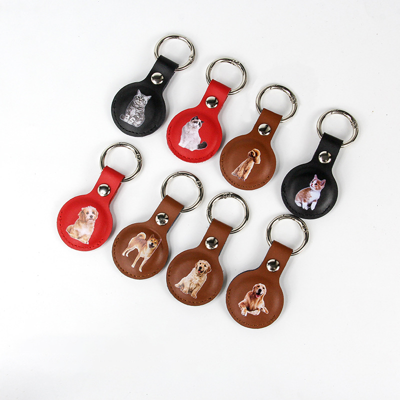 Genuine Leather AirTag Case with Key Ring 6