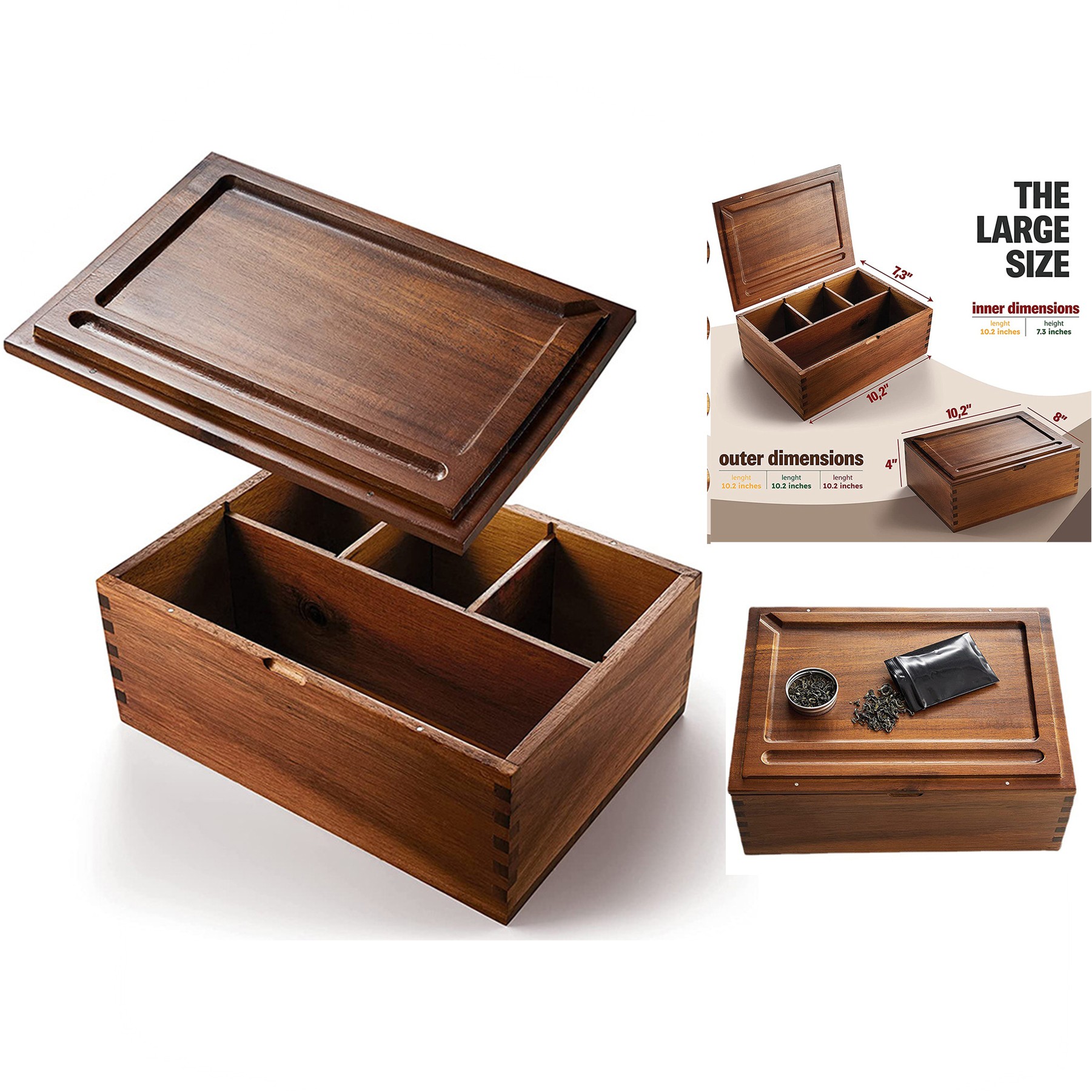 11" x 8" x 4" Keepsage Storage Box with Rolling Tray 2
