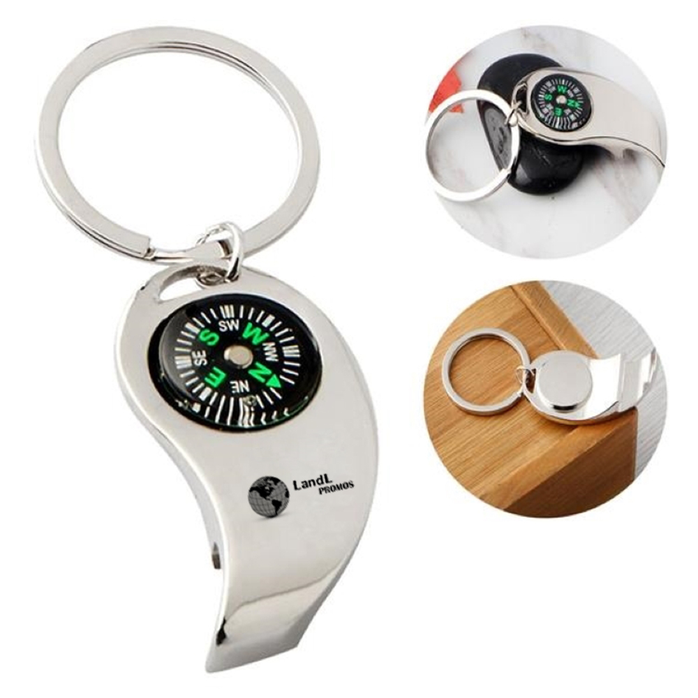 Portable Bottle Opener Compass Keychain 2