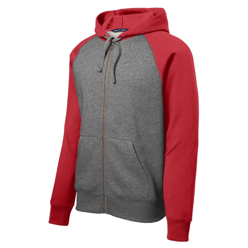 Sport-Tek Raglan Colorblock Full-Zip Hooded Fleece Jacket. 9