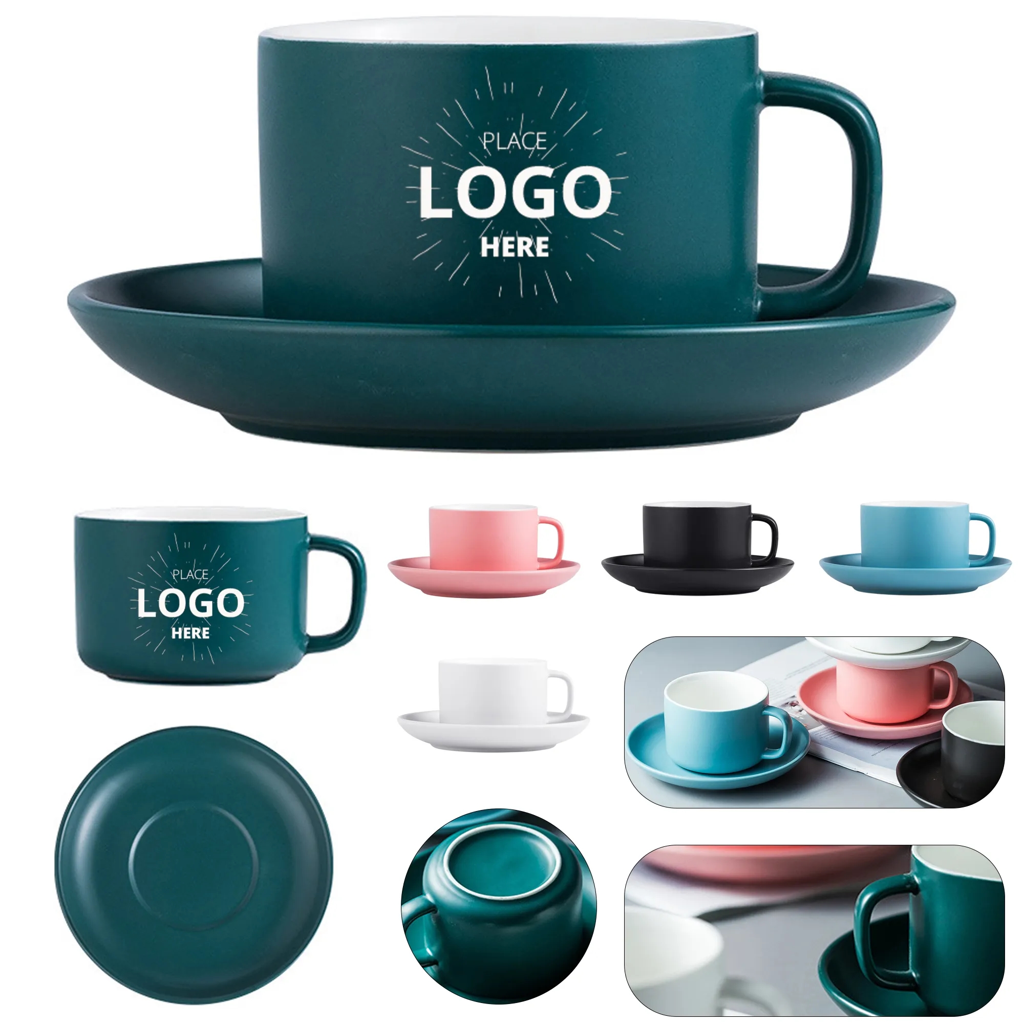 Matte Ceramic Coffee Cup and Saucer Set 2