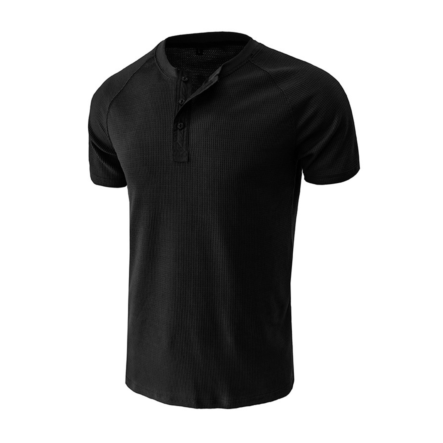 Mens Waffle Henley T Shirt 1