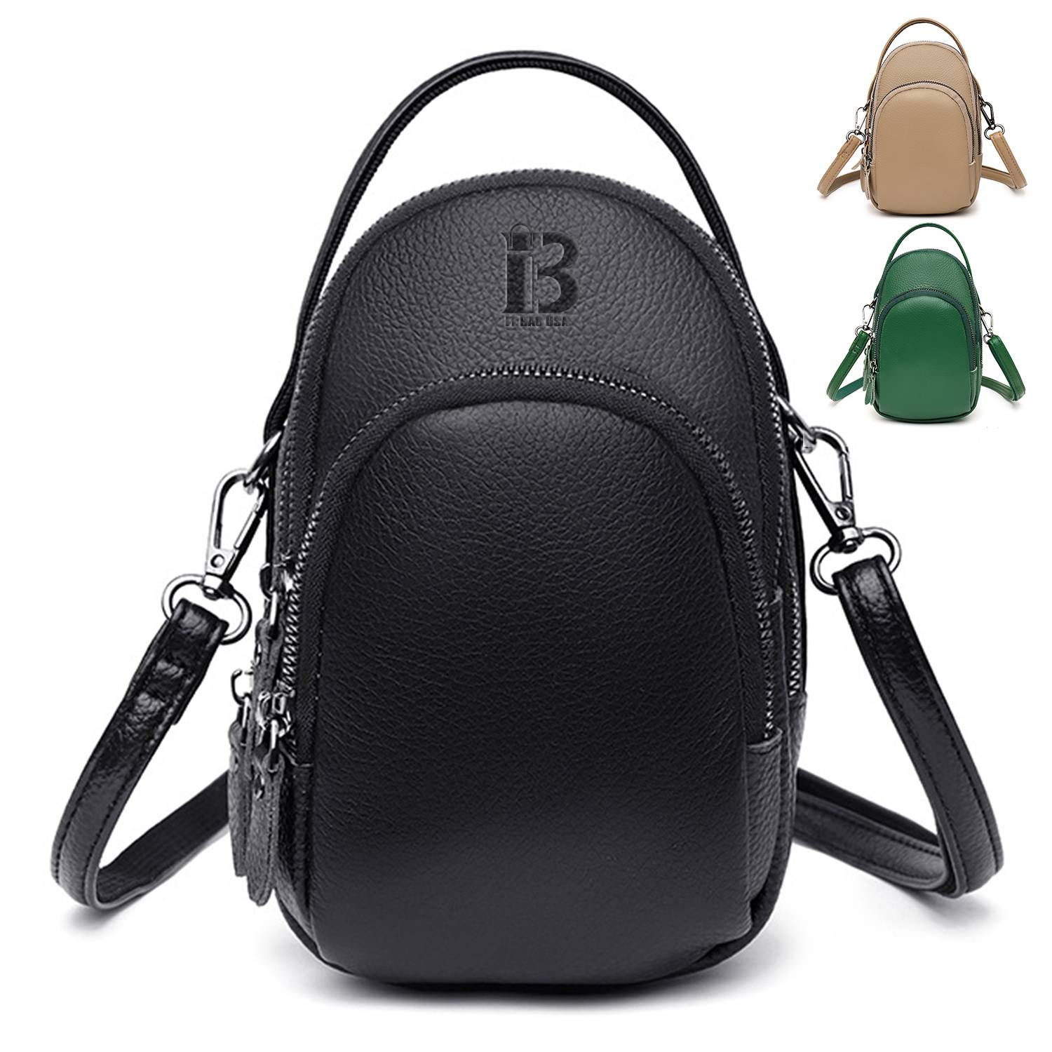 Genuine Leather Two Compartment Phone Crossbody Mini Bag 9