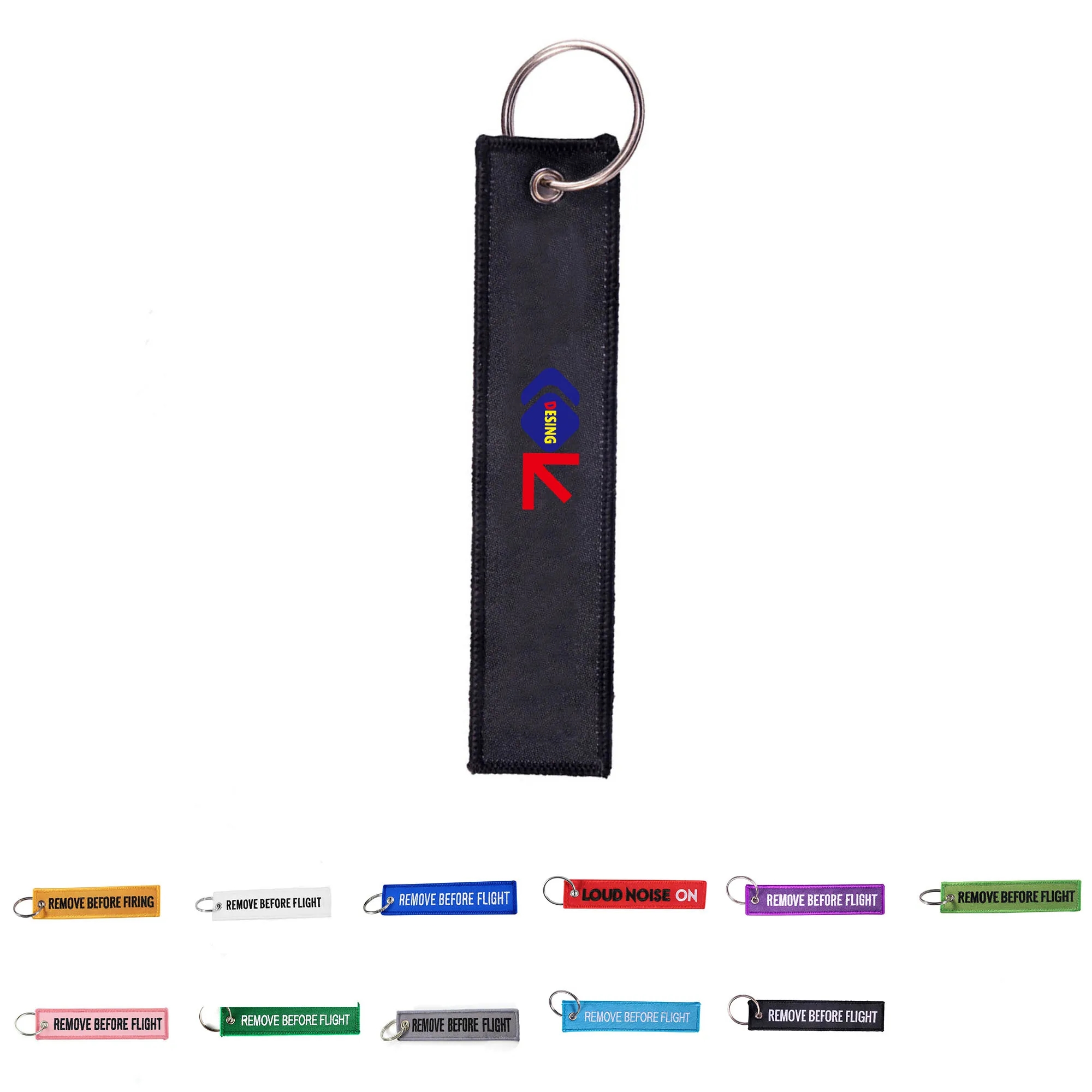 Before Flight Bright Embroidered Text Tag Keychain 5
