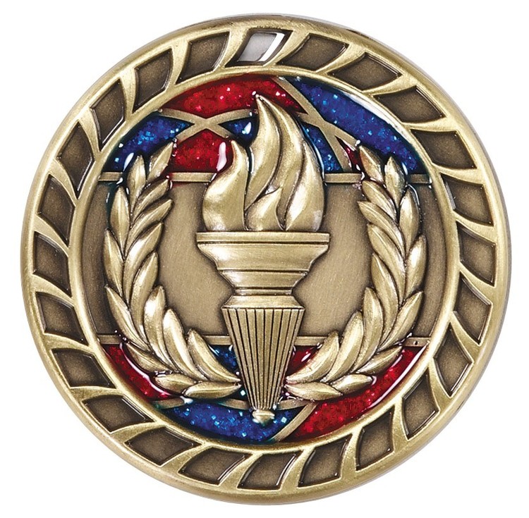 Victory Torch Glitter Medal, 2 1/2" 2