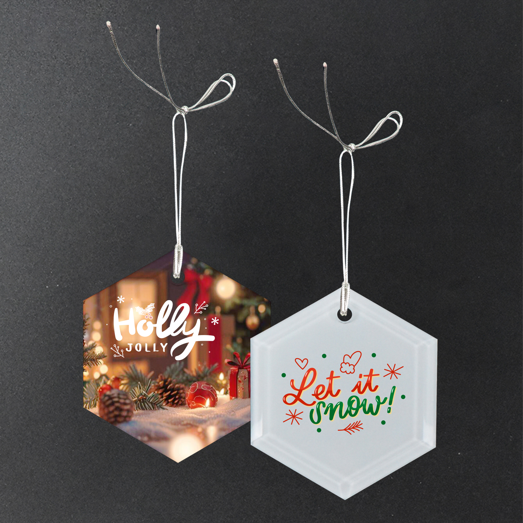 Gift Box 3" Hexagon White Glass Ornament 4