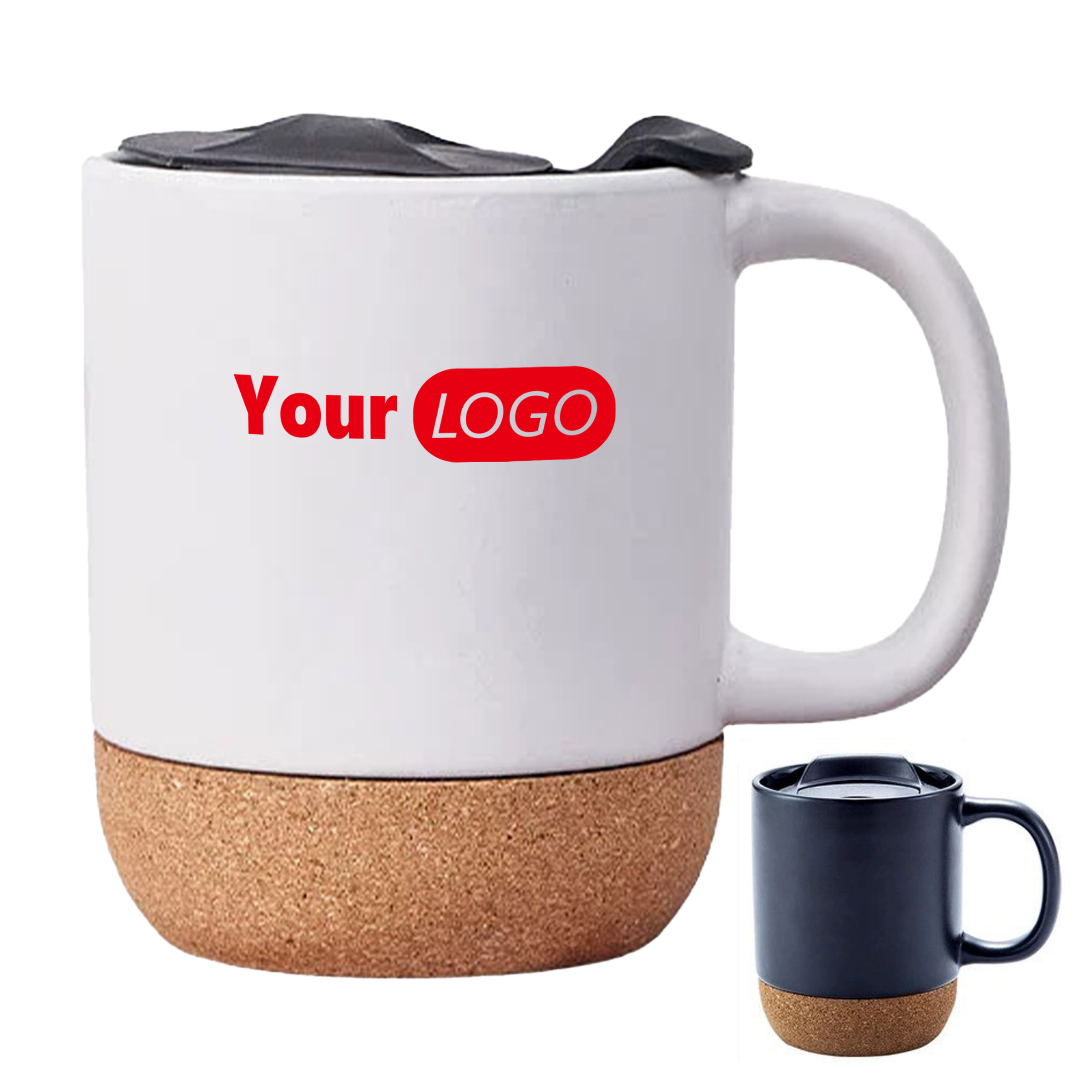 Ceramic Stylish And Practical Mug With Cork Base And Leak-Proof Lid 2