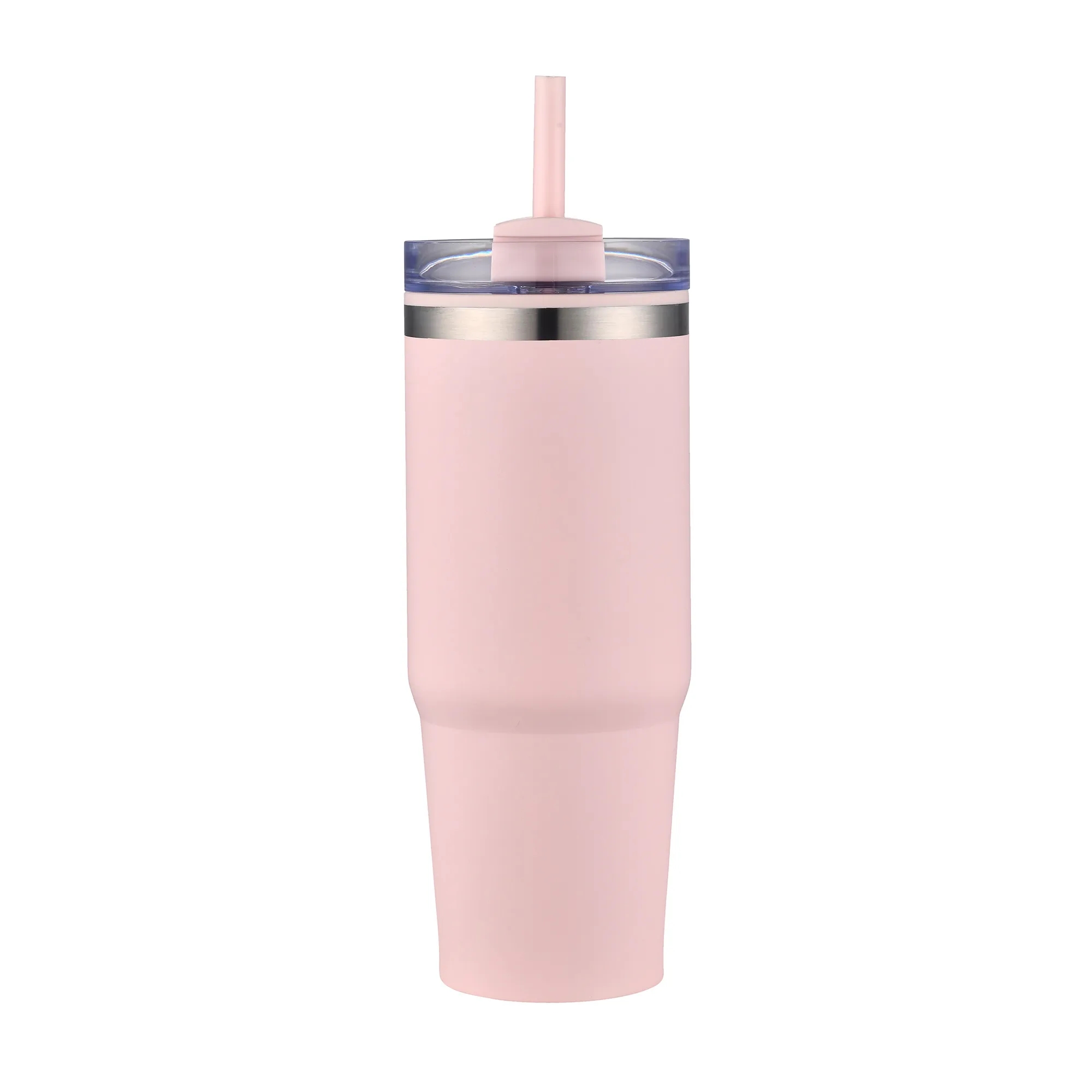 30oz. Dual Wall Stainless Steel & PP Tumbler with Clear Lid 31