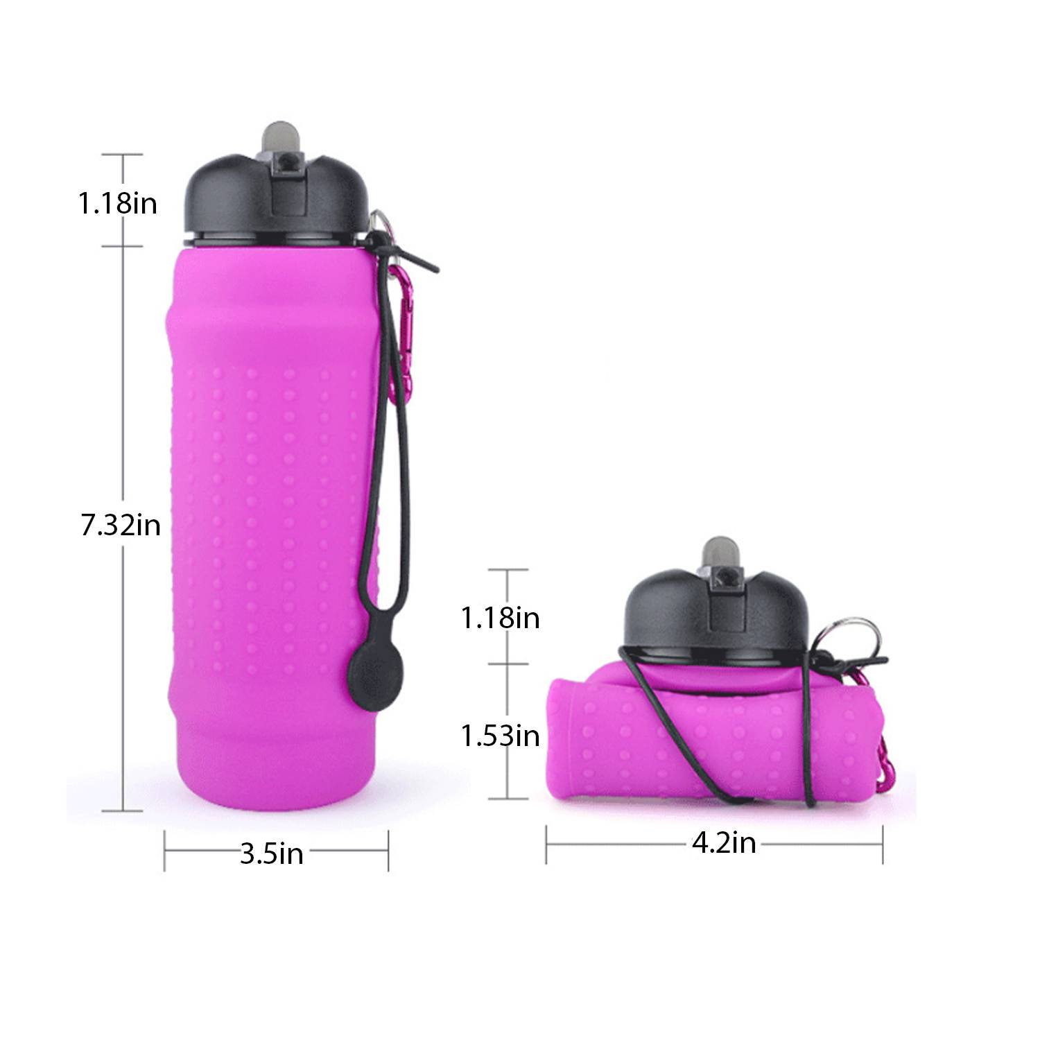 20Oz Foldable Silicone water Bottle 1