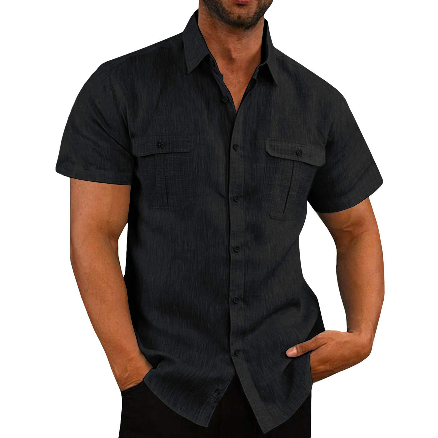Mens Short Sleeve Classic Shirts Fishing Casual 10