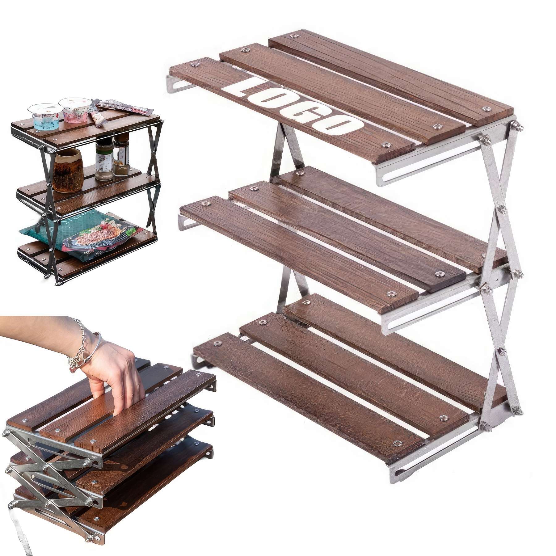 Foldable Outdoor Camping Picnic BBQ Shelf Rack &Mini Table 2