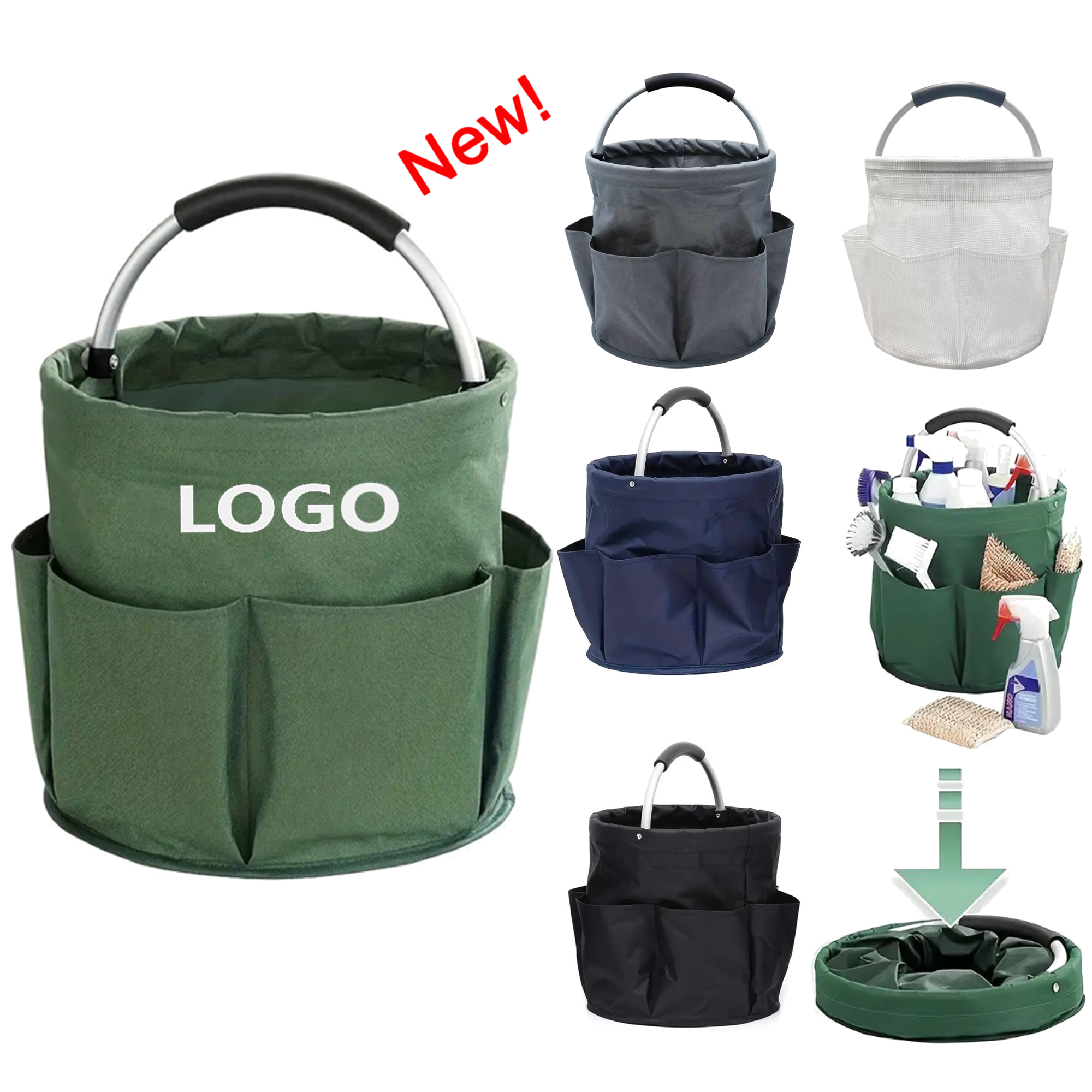 Oxford Grocery Storage Basket Garden Tool Handle Bag, custom tote bag with logo imprint 2