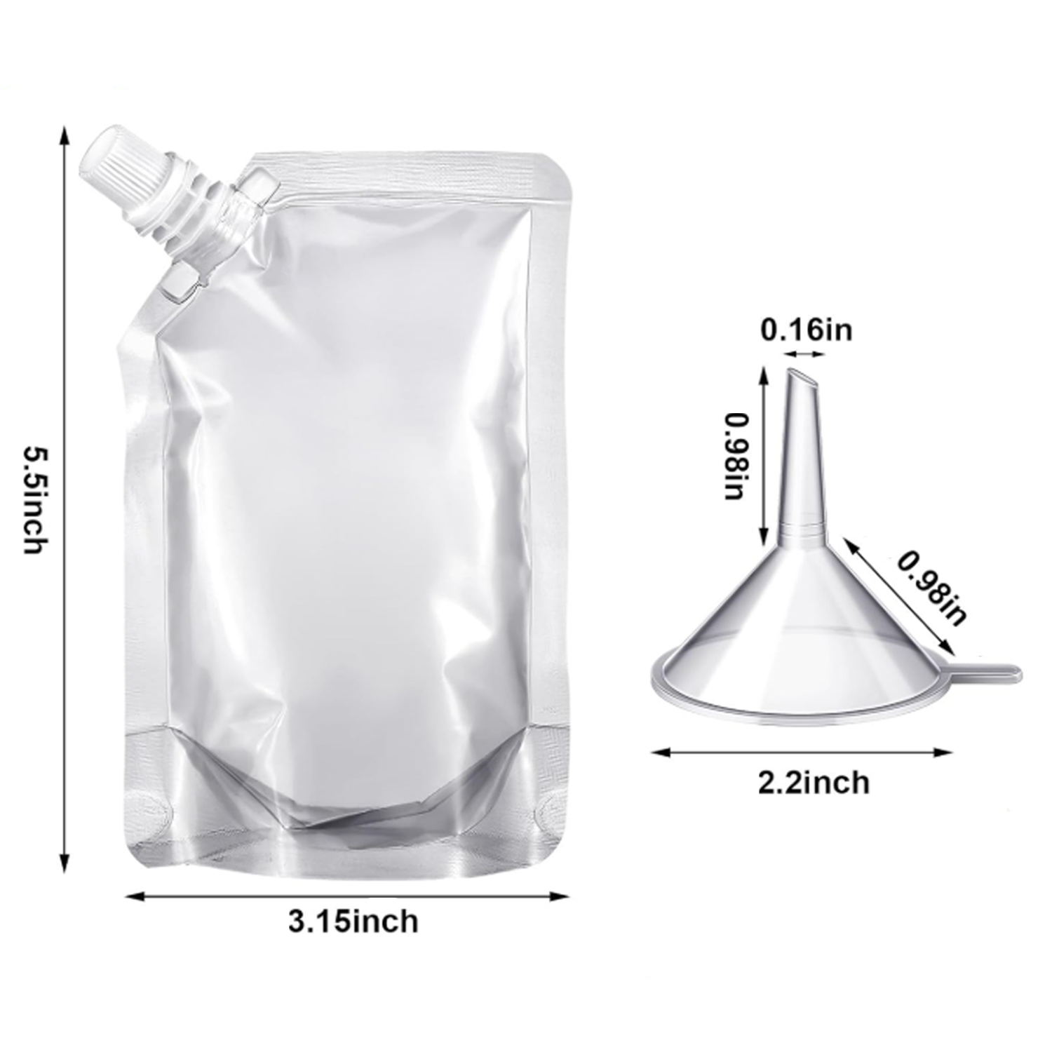 Transparent suction nozzle beverage bag w/ funnel 4
