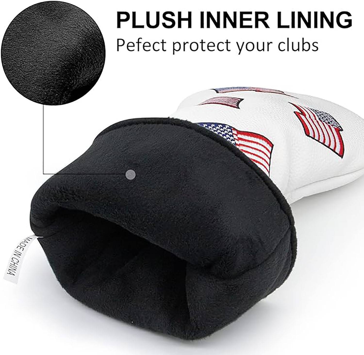 US Flag Patriotism Golf Club Head Covers White 3