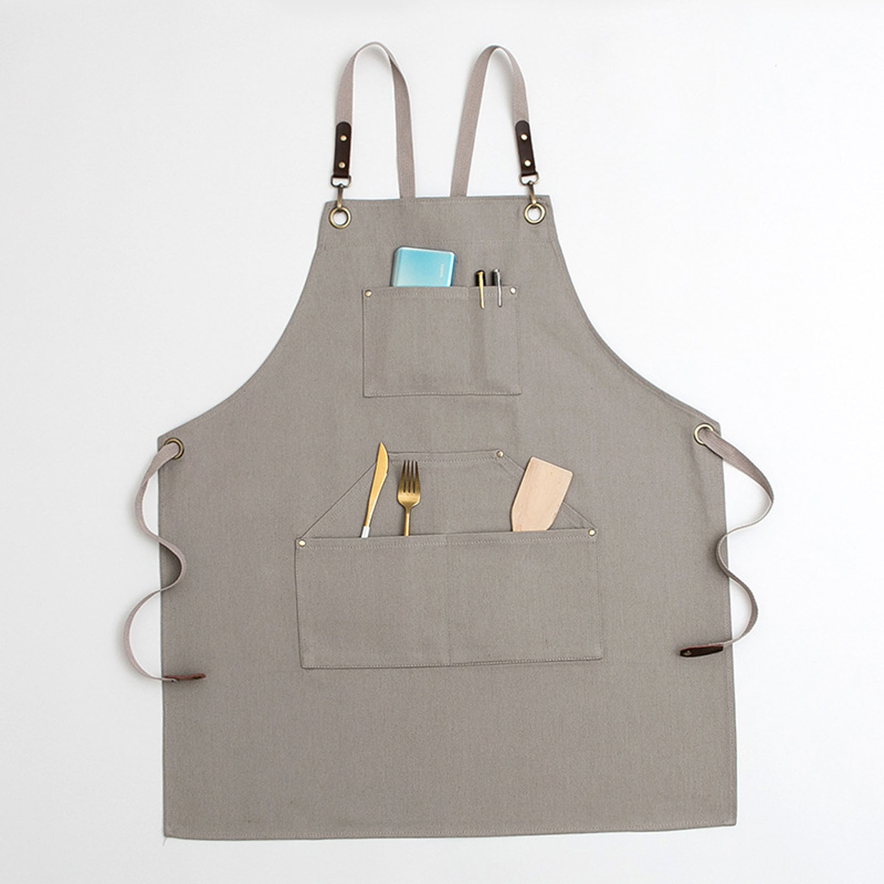 Unisex Denim Apron with Pockets for Kitchen Cooking 3