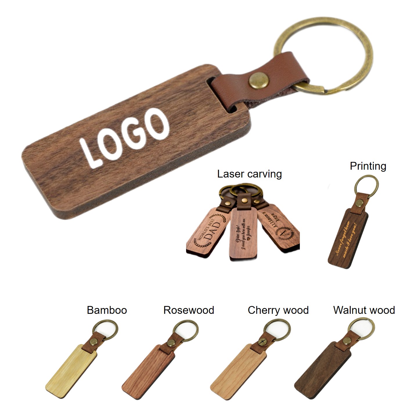 Rectangle Wood Keychain 2