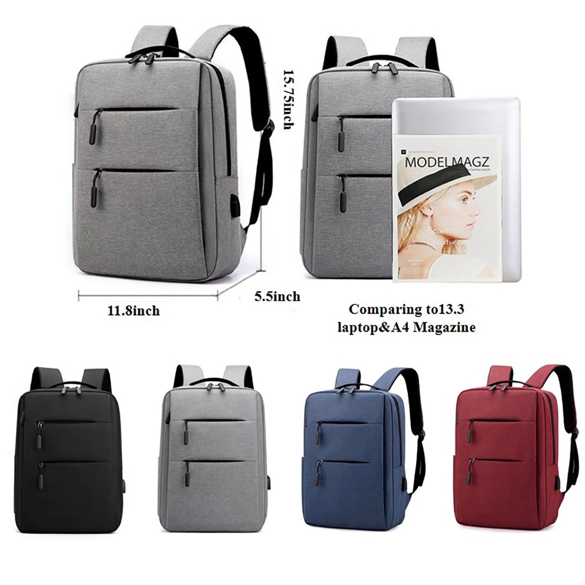 School Laptop Backpack With USB Charging Port 3
