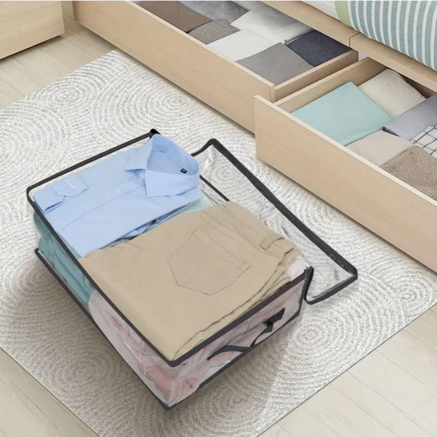 5pcs PVC Fabric Clear Storage Boxes 4