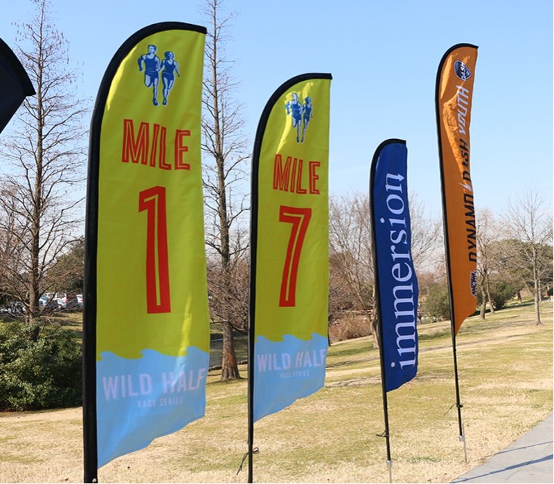 13ft Single Sided Feather Flag Banner with Base and Pole 3